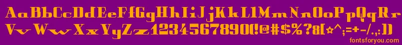 PeterObscureBold-fontti – oranssit fontit violetilla taustalla