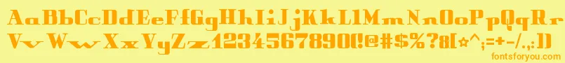 PeterObscureBold-Schriftart – Orangefarbene Schriften auf gelbem Hintergrund