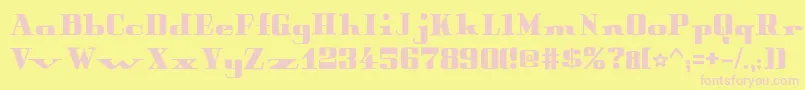 フォントPeterObscureBold – ピンクのフォント、黄色の背景