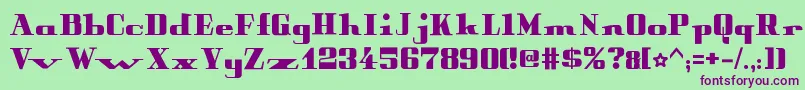 PeterObscureBold-fontti – violetit fontit vihreällä taustalla