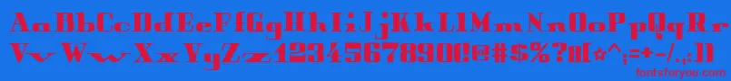 PeterObscureBold-fontti – punaiset fontit sinisellä taustalla