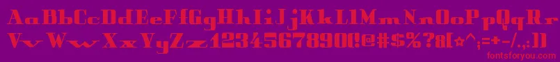 フォントPeterObscureBold – 紫の背景に赤い文字