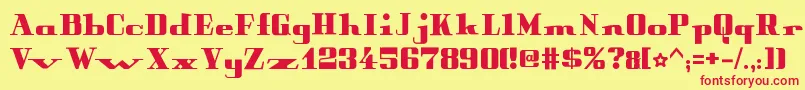 フォントPeterObscureBold – 赤い文字の黄色い背景