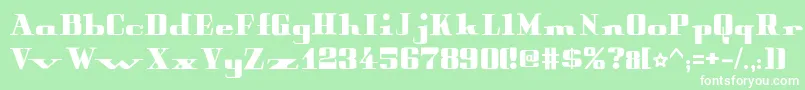 PeterObscureBold-fontti – valkoiset fontit vihreällä taustalla