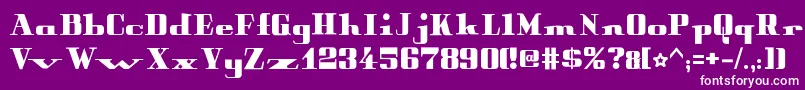 PeterObscureBold-fontti – valkoiset fontit violetilla taustalla