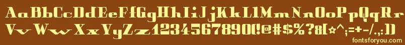 PeterObscureBold-fontti – keltaiset fontit ruskealla taustalla