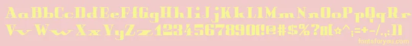 PeterObscureBold-fontti – keltaiset fontit vaaleanpunaisella taustalla