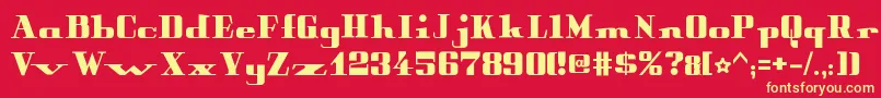 PeterObscureBold-fontti – keltaiset fontit punaisella taustalla