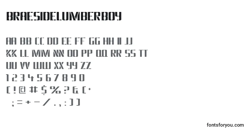 Czcionka Braesidelumberboy – alfabet, cyfry, specjalne znaki