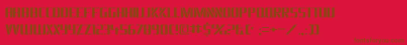 Braesidelumberboy-Schriftart – Braune Schriften auf rotem Hintergrund