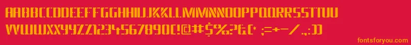 フォントBraesidelumberboy – 赤い背景にオレンジの文字