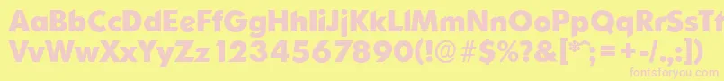 OrnitonsserialXboldRegular-fontti – vaaleanpunaiset fontit keltaisella taustalla