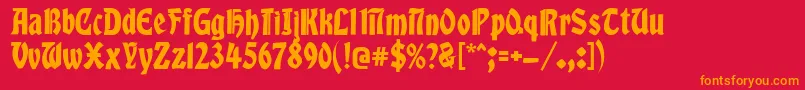 Globus-Schriftart – Orangefarbene Schriften auf rotem Hintergrund