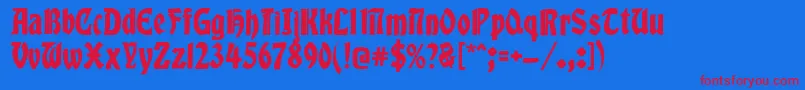 Globus-Schriftart – Rote Schriften auf blauem Hintergrund