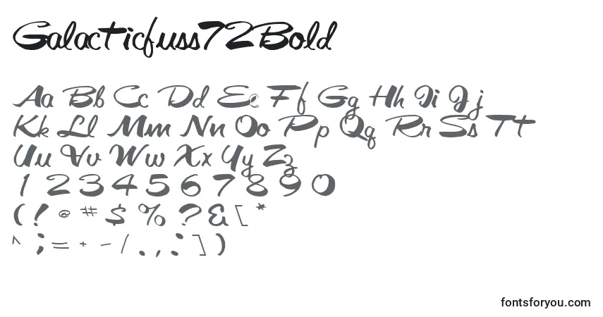 A fonte Galacticfuss72Bold – alfabeto, números, caracteres especiais