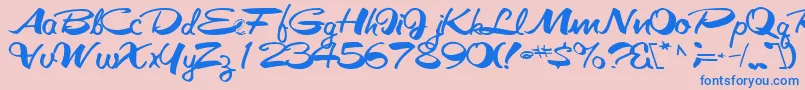 Galacticfuss72Bold-Schriftart – Blaue Schriften auf rosa Hintergrund