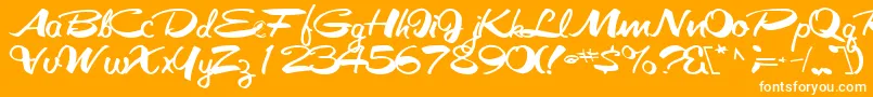 Galacticfuss72Bold-Schriftart – Weiße Schriften auf orangefarbenem Hintergrund