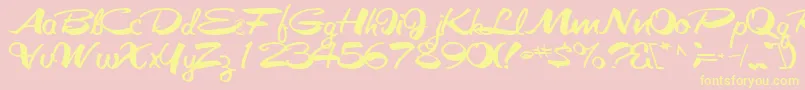 Galacticfuss72Bold-Schriftart – Gelbe Schriften auf rosa Hintergrund