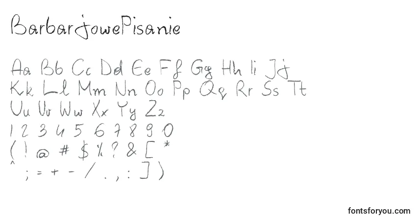 Шрифт BarbarjowePisanie – алфавит, цифры, специальные символы