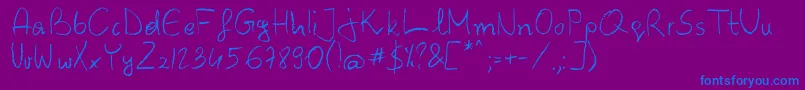Czcionka BarbarjowePisanie – niebieskie czcionki na fioletowym tle