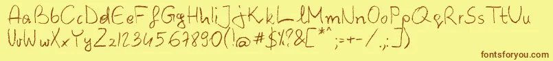 BarbarjowePisanie Font – Brown Fonts on Yellow Background