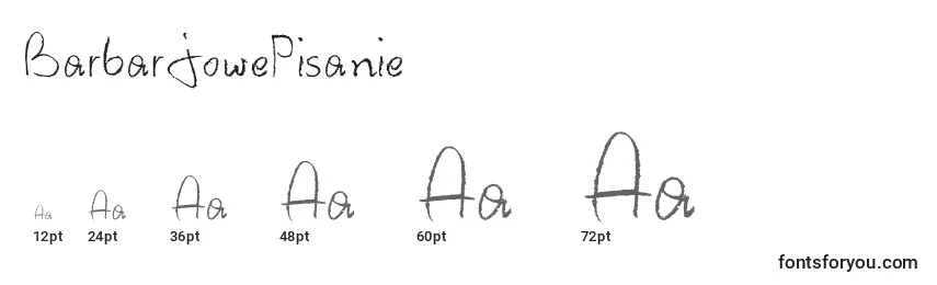 Размеры шрифта BarbarjowePisanie