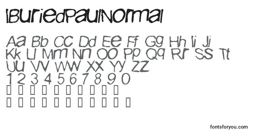 Schriftart IBuriedPaulNormal – Alphabet, Zahlen, spezielle Symbole