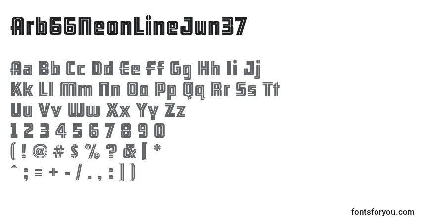 Arb66NeonLineJun37 (89733)フォント–アルファベット、数字、特殊文字