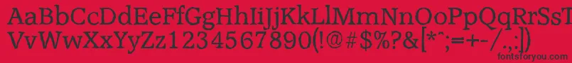 Fonte AccoladeantiqueRegular – fontes pretas em um fundo vermelho