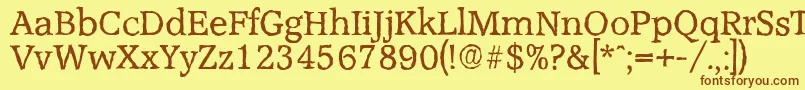 AccoladeantiqueRegular-Schriftart – Braune Schriften auf gelbem Hintergrund