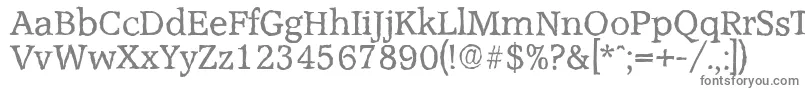 AccoladeantiqueRegular-fontti – harmaat kirjasimet valkoisella taustalla