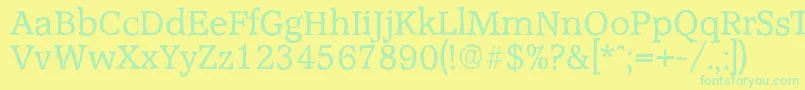 フォントAccoladeantiqueRegular – 黄色い背景に緑の文字
