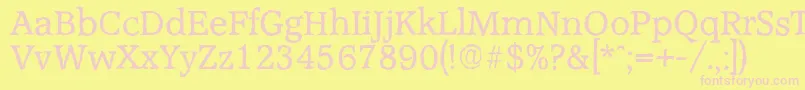 AccoladeantiqueRegular-Schriftart – Rosa Schriften auf gelbem Hintergrund