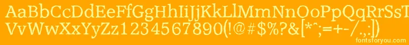 AccoladeantiqueRegular-fontti – keltaiset fontit oranssilla taustalla