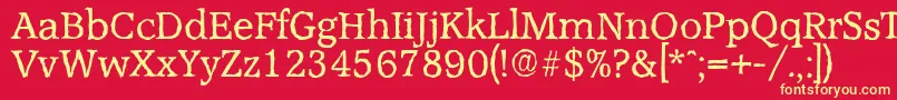 AccoladeantiqueRegular-fontti – keltaiset fontit punaisella taustalla