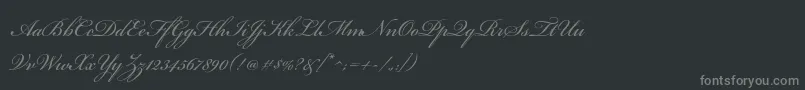 BickhamscriptproRegular-fontti – harmaat kirjasimet mustalla taustalla