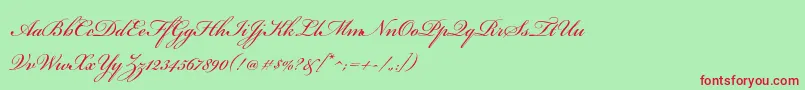 フォントBickhamscriptproRegular – 赤い文字の緑の背景