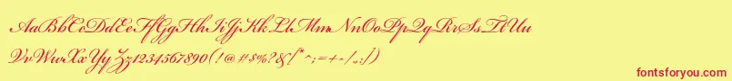 BickhamscriptproRegular Font – Red Fonts on Yellow Background