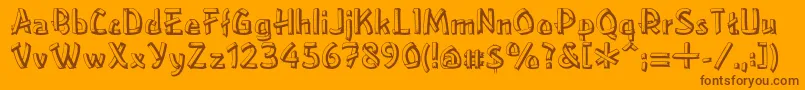 Campfire-Schriftart – Braune Schriften auf orangefarbenem Hintergrund