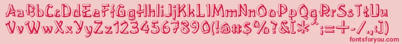 Campfire-Schriftart – Rote Schriften auf rosa Hintergrund