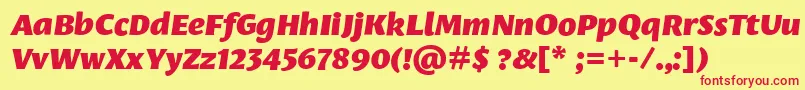 LeksasansproBlackItalic Font – Red Fonts on Yellow Background