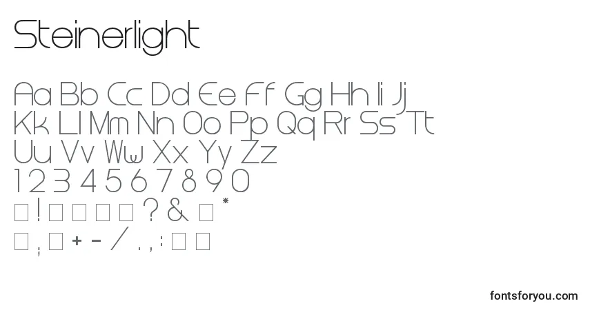 Czcionka Steinerlight – alfabet, cyfry, specjalne znaki