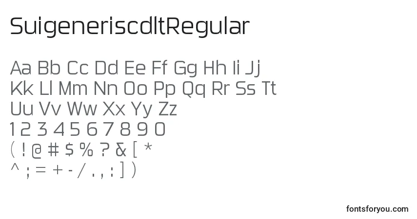 A fonte SuigeneriscdltRegular – alfabeto, números, caracteres especiais