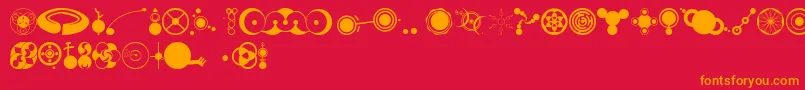 フォントCropbatsAoe – 赤い背景にオレンジの文字