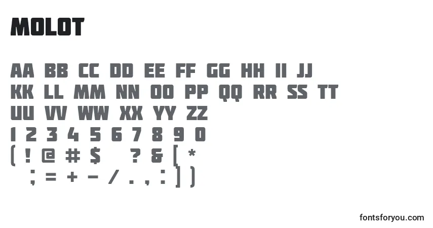 Schriftart Molot – Alphabet, Zahlen, spezielle Symbole