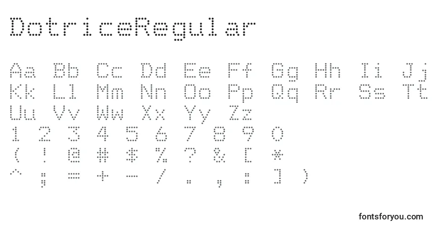 DotriceRegular Font – alphabet, numbers, special characters
