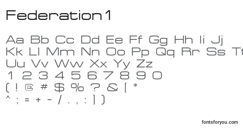 Schriftart Federation1 – Alphabet, Zahlen, spezielle Symbole