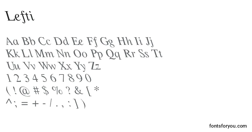Schriftart Lefti – Alphabet, Zahlen, spezielle Symbole