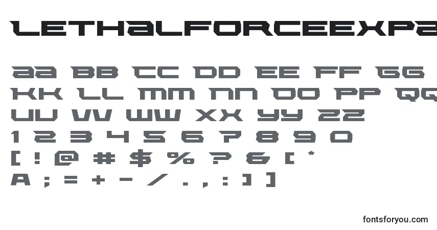 A fonte Lethalforceexpand – alfabeto, números, caracteres especiais