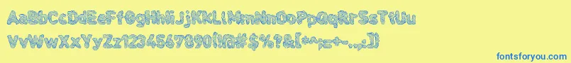 フォントCloudier – 青い文字が黄色の背景にあります。